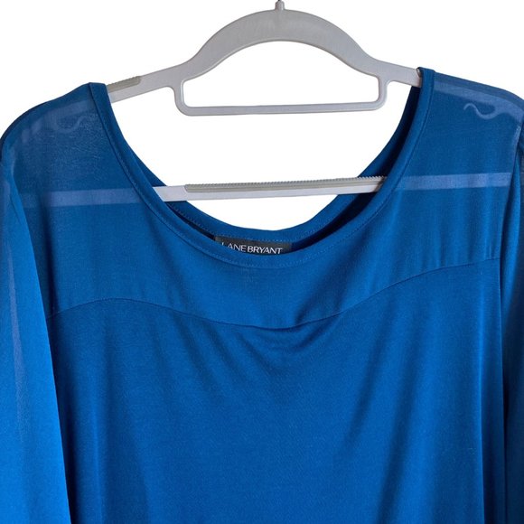 Lane Bryant Blue Chiffon sleeves Tie cuff ruched sides‎ top sz 18/20 - Picture 5 of 12